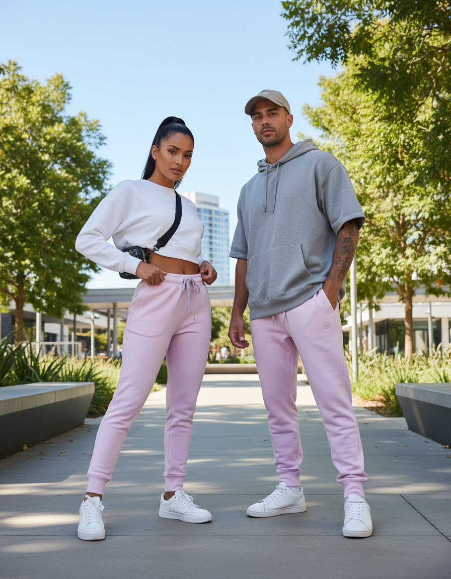 Unisex Joggers | UJ29 | Light Baby Pink | Plain