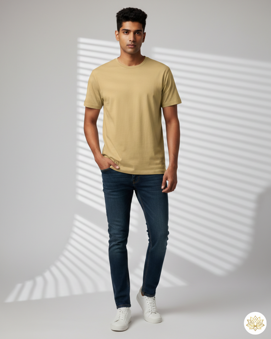 Unisex Male Classic Crew T-Shirt | UC21 | Beige | Plain