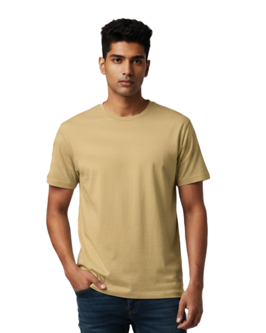 Unisex Male Classic Crew T-Shirt | UC21 | Beige | Plain