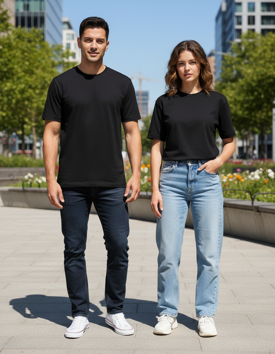 Unisex Male Classic Crew T-Shirt | UC21 | Black | Plain