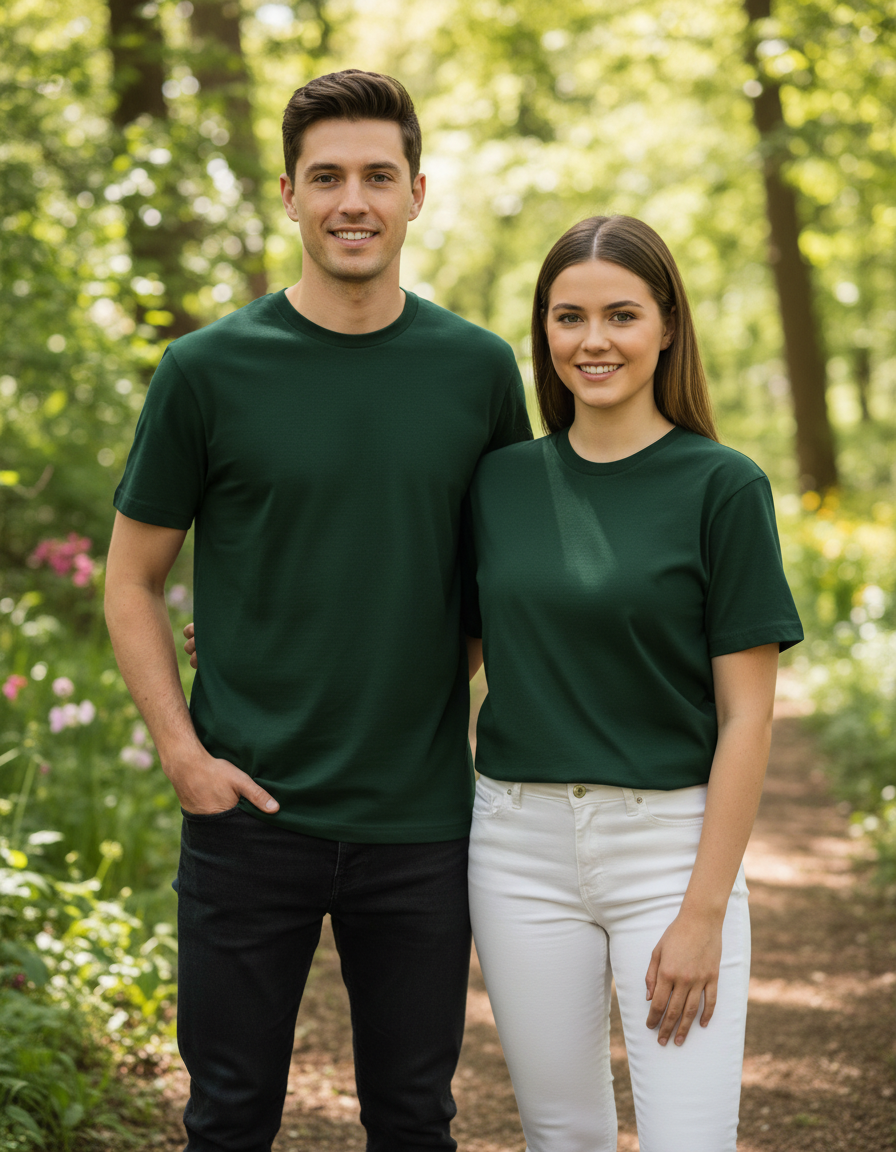 Unisex Male Classic Crew T-Shirt | UC21 | Bottle Green | Plain
