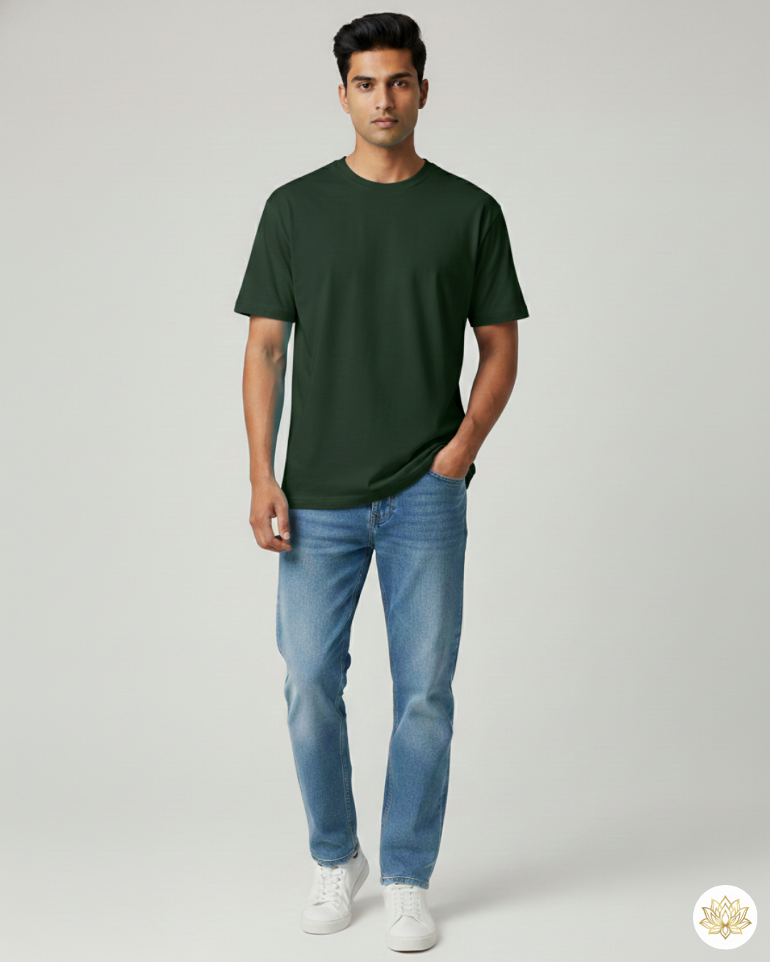 Unisex Male Classic Crew T-Shirt | UC21 | Bottle Green | Plain