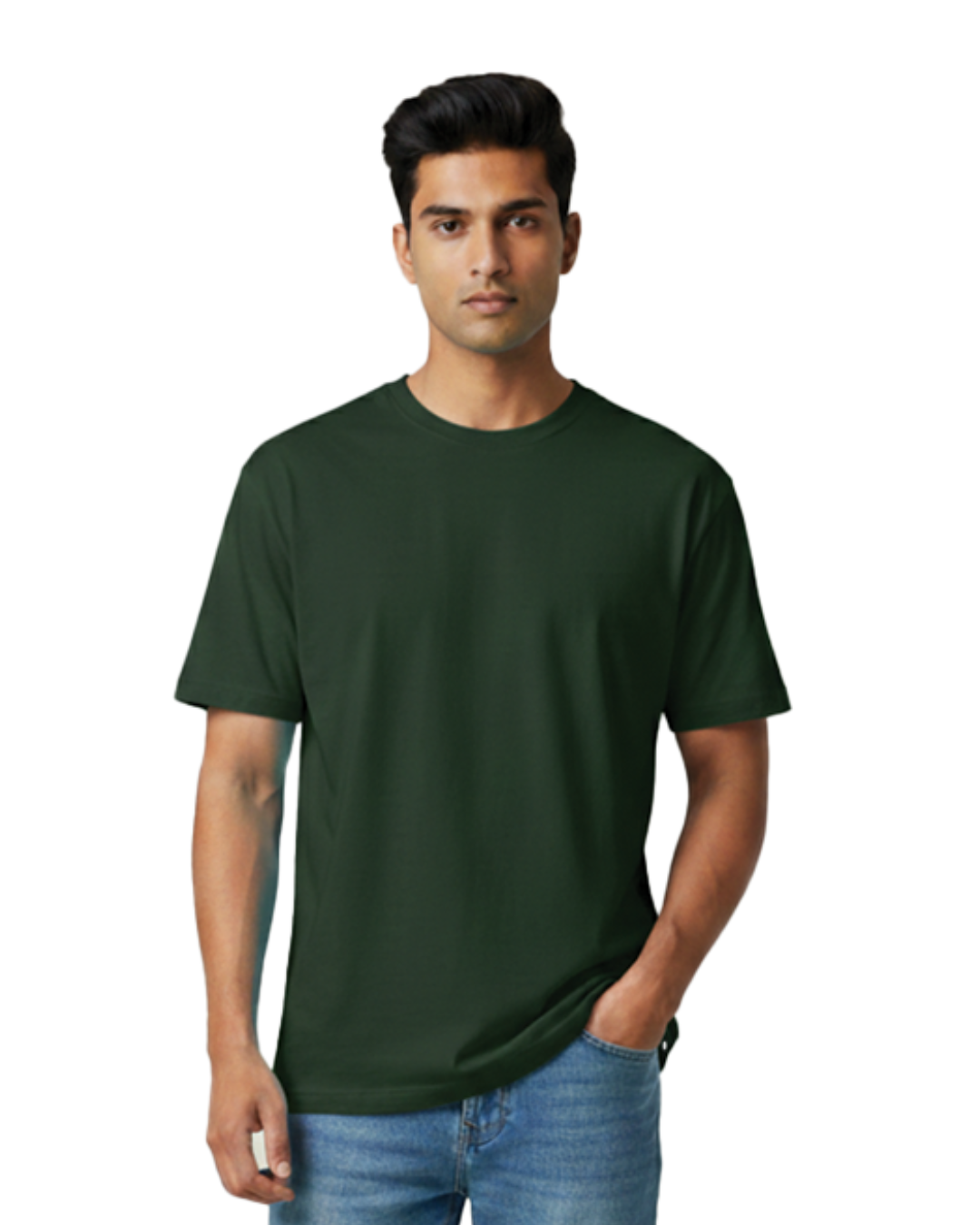 Unisex Male Classic Crew T-Shirt | UC21 | Bottle Green | Plain