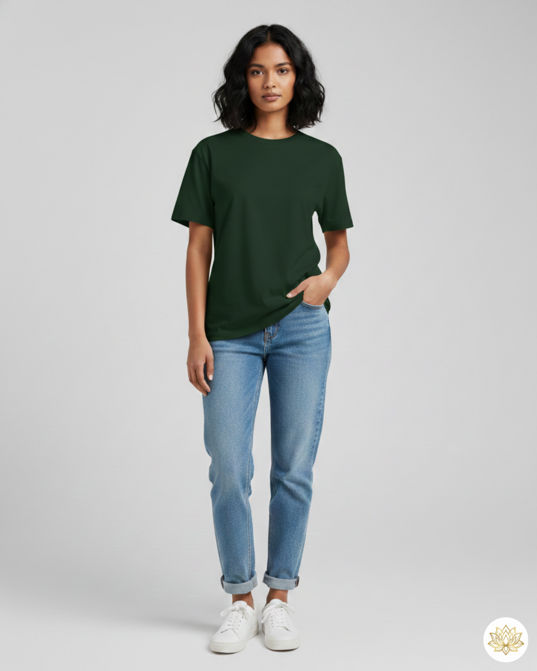 Unisex Male Classic Crew T-Shirt | UC21 | Bottle Green | Plain