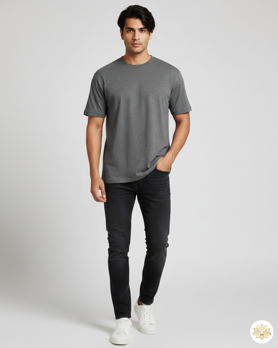 Unisex Male Classic Crew T-Shirt | UC21 | Charcoal Melange | Plain