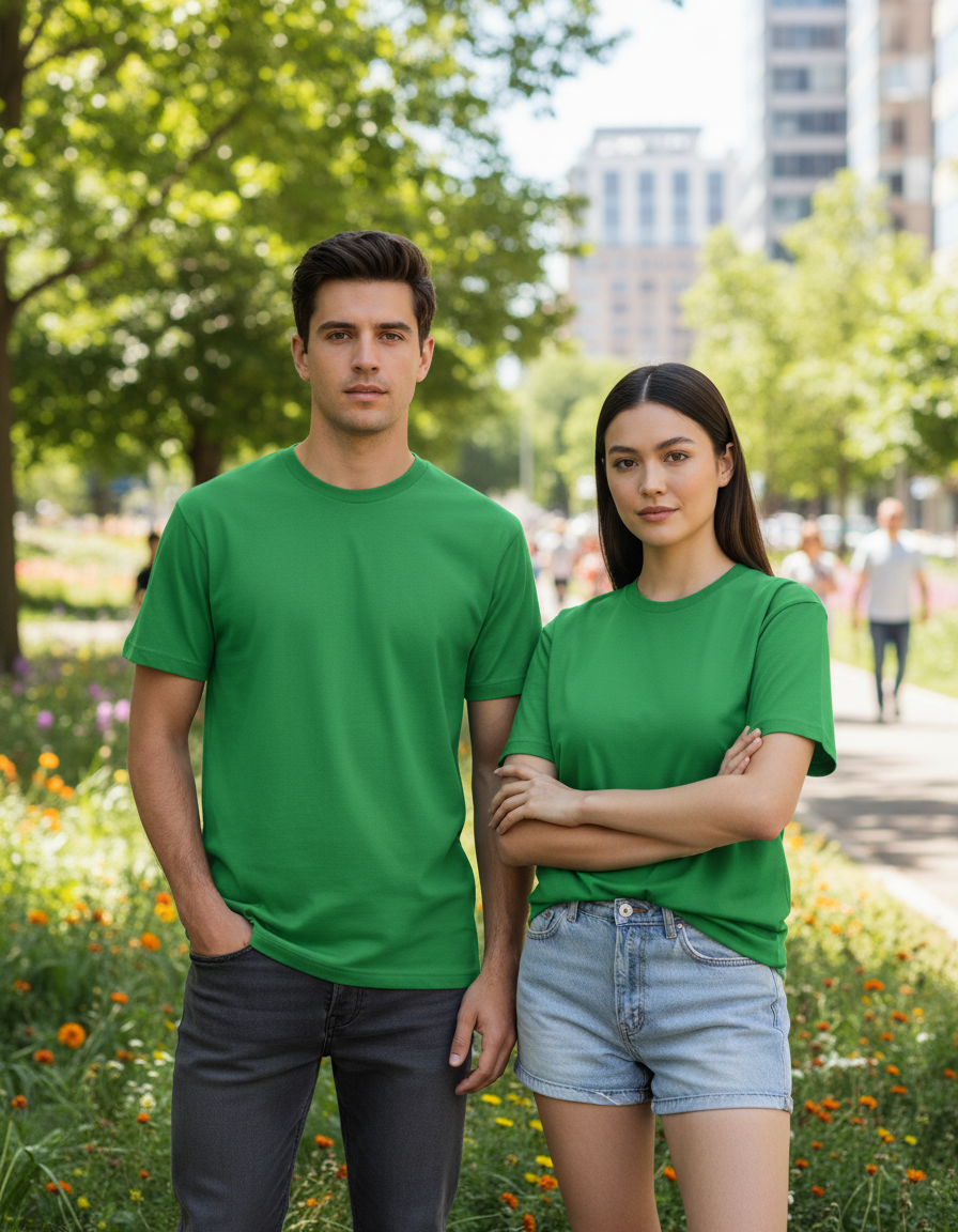 Unisex Male Classic Crew T-Shirt | UC21 | Flag Green | Plain