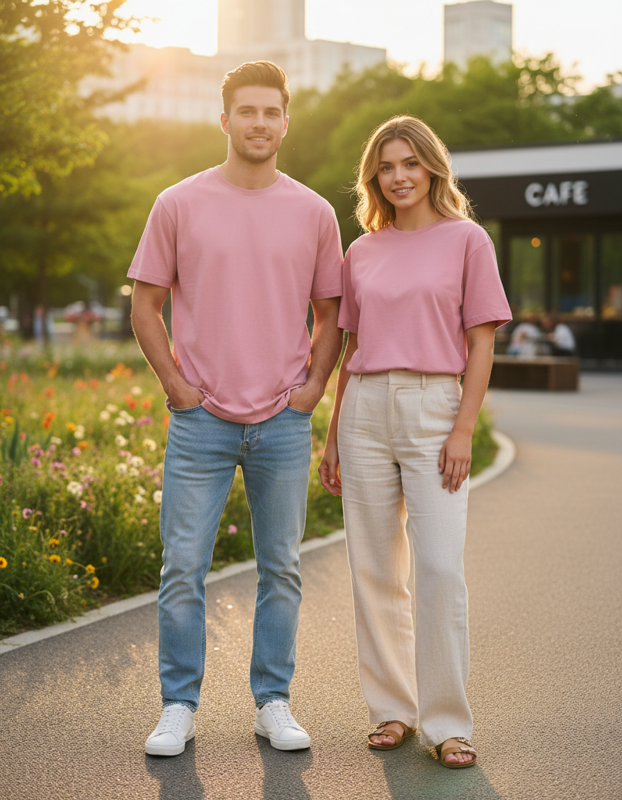 Unisex Male Classic Crew T-Shirt | UC21 | Flamingo | Plain