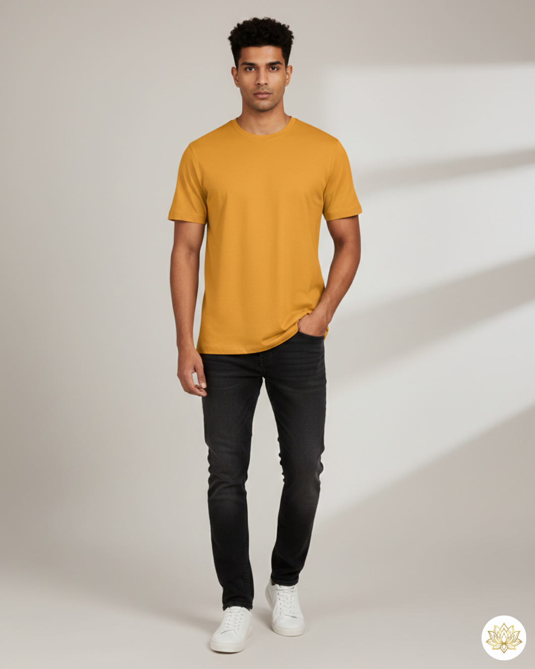 Unisex Male Classic Crew T-Shirt | UC21 | Golden Yellow | Plain