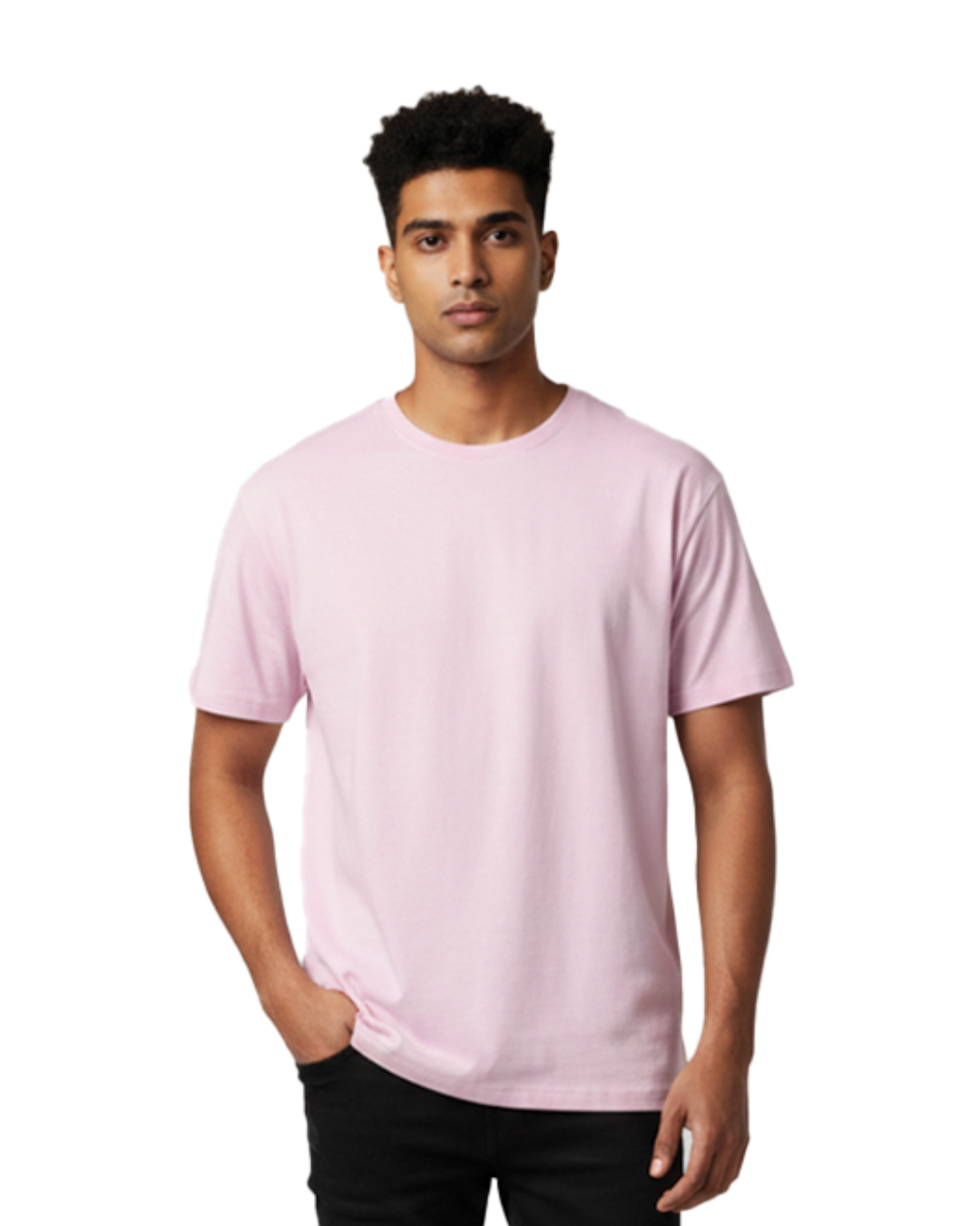 Unisex Male Classic Crew T-Shirt | UC21 | Light Baby Pink | Plain