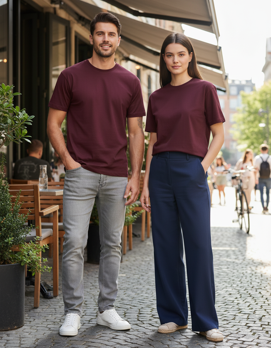 Unisex Male Classic Crew T-Shirt | UC21 | Maroon | Plain