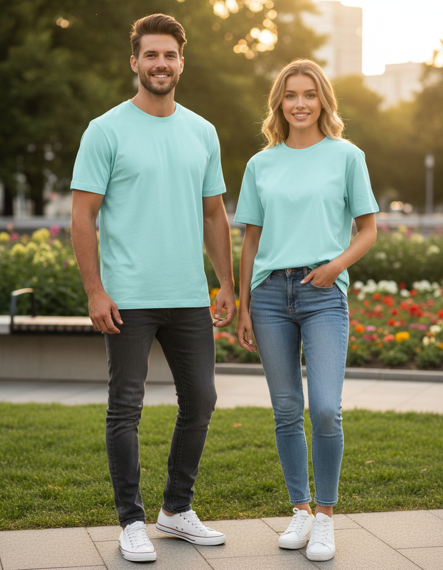 Unisex Male Classic Crew T-Shirt | UC21 | Mint | Plain