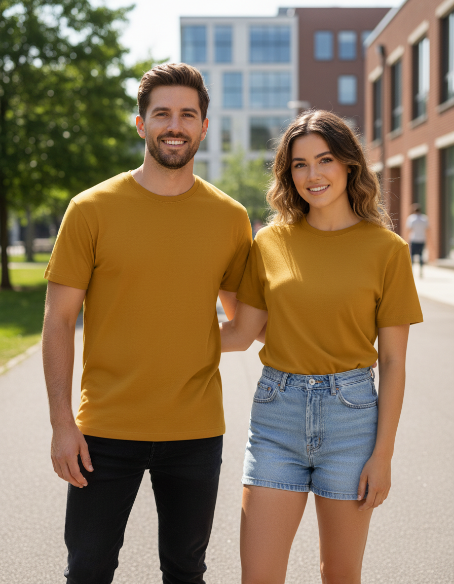 Unisex Male Classic Crew T-Shirt | UC21 | Mustard Yellow | Plain