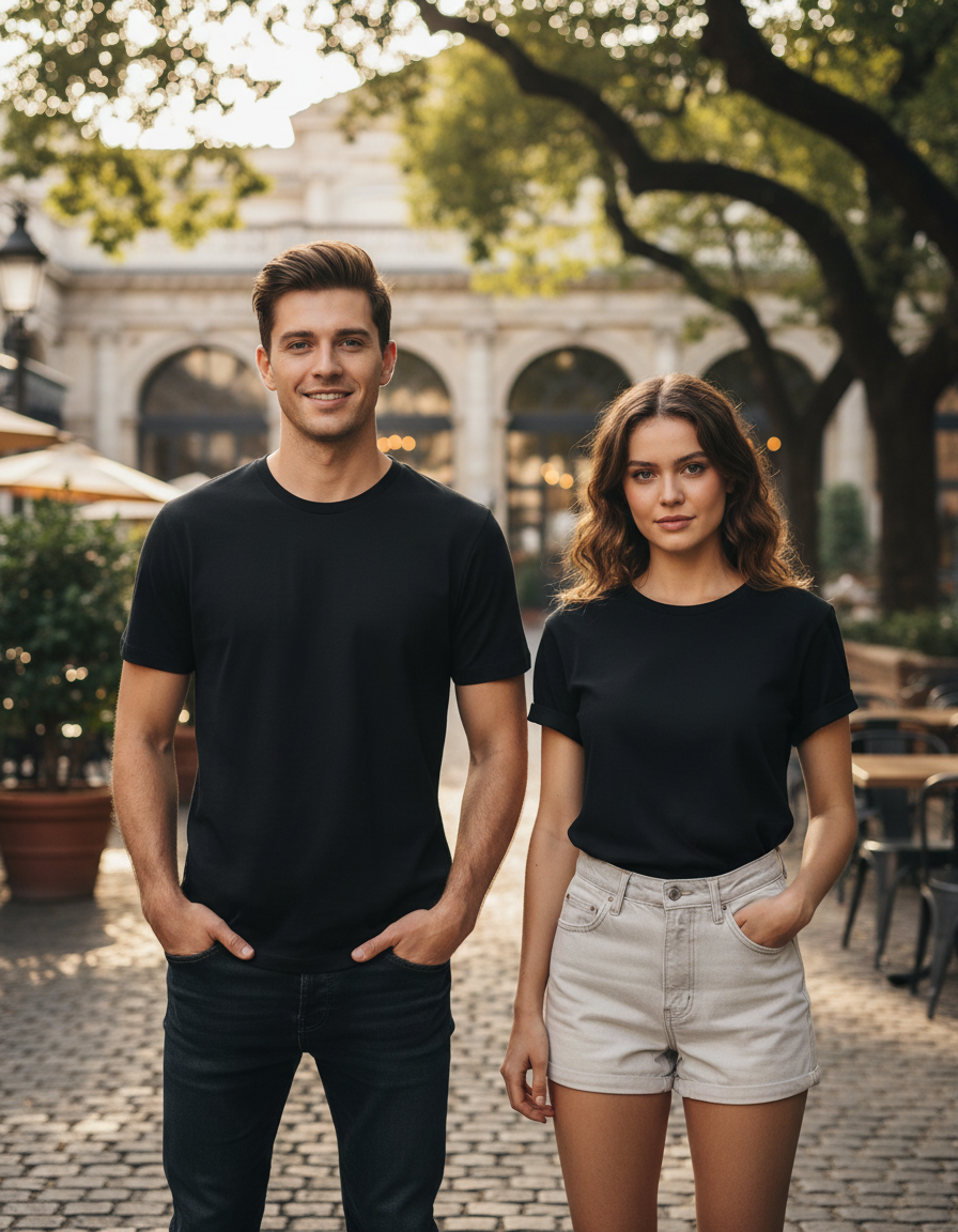 Unisex Male Classic Crew T-Shirt | UC21 | Navy Blue | Plain
