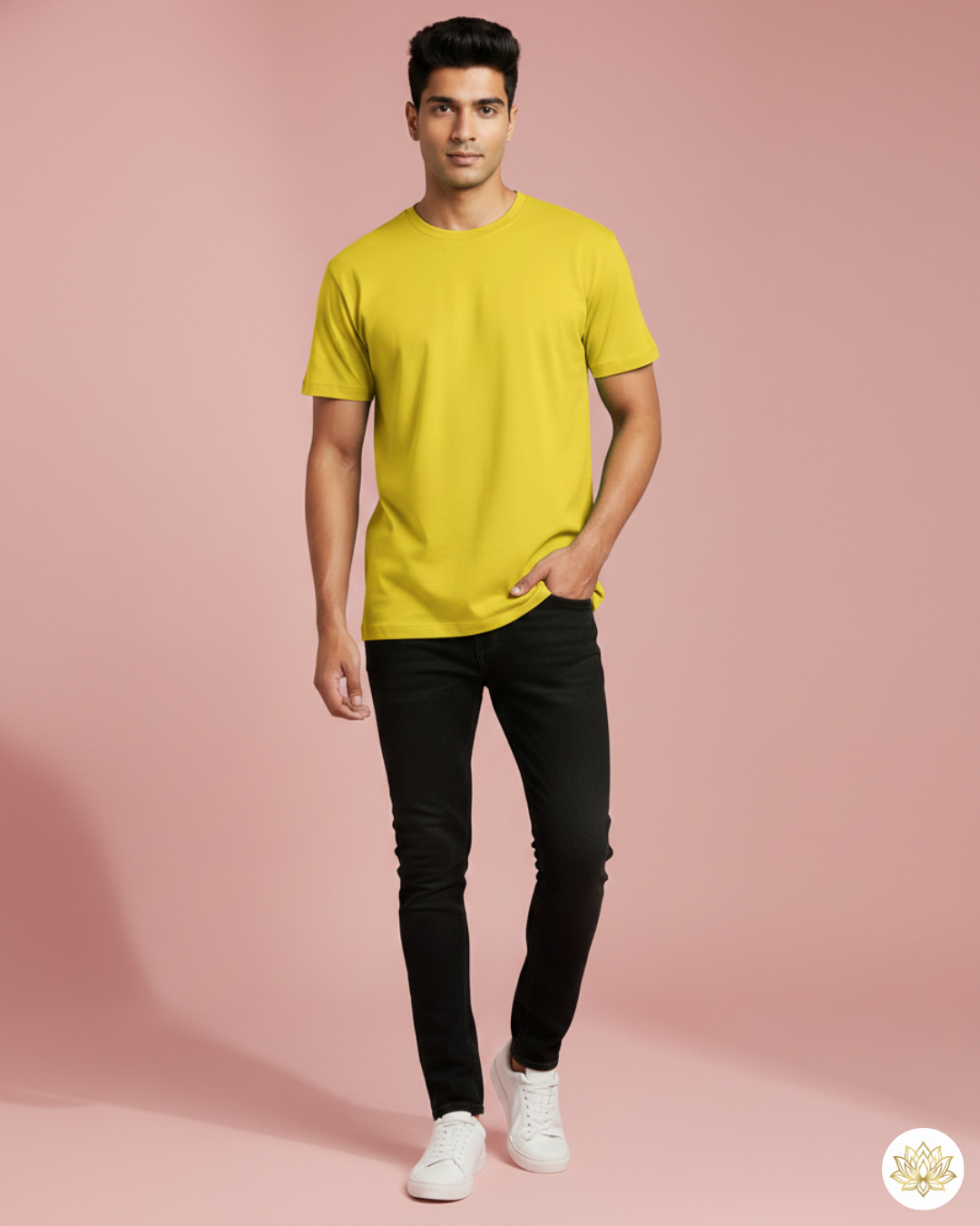 Unisex Male Classic Crew T-Shirt | UC21 | New Yellow | Plain