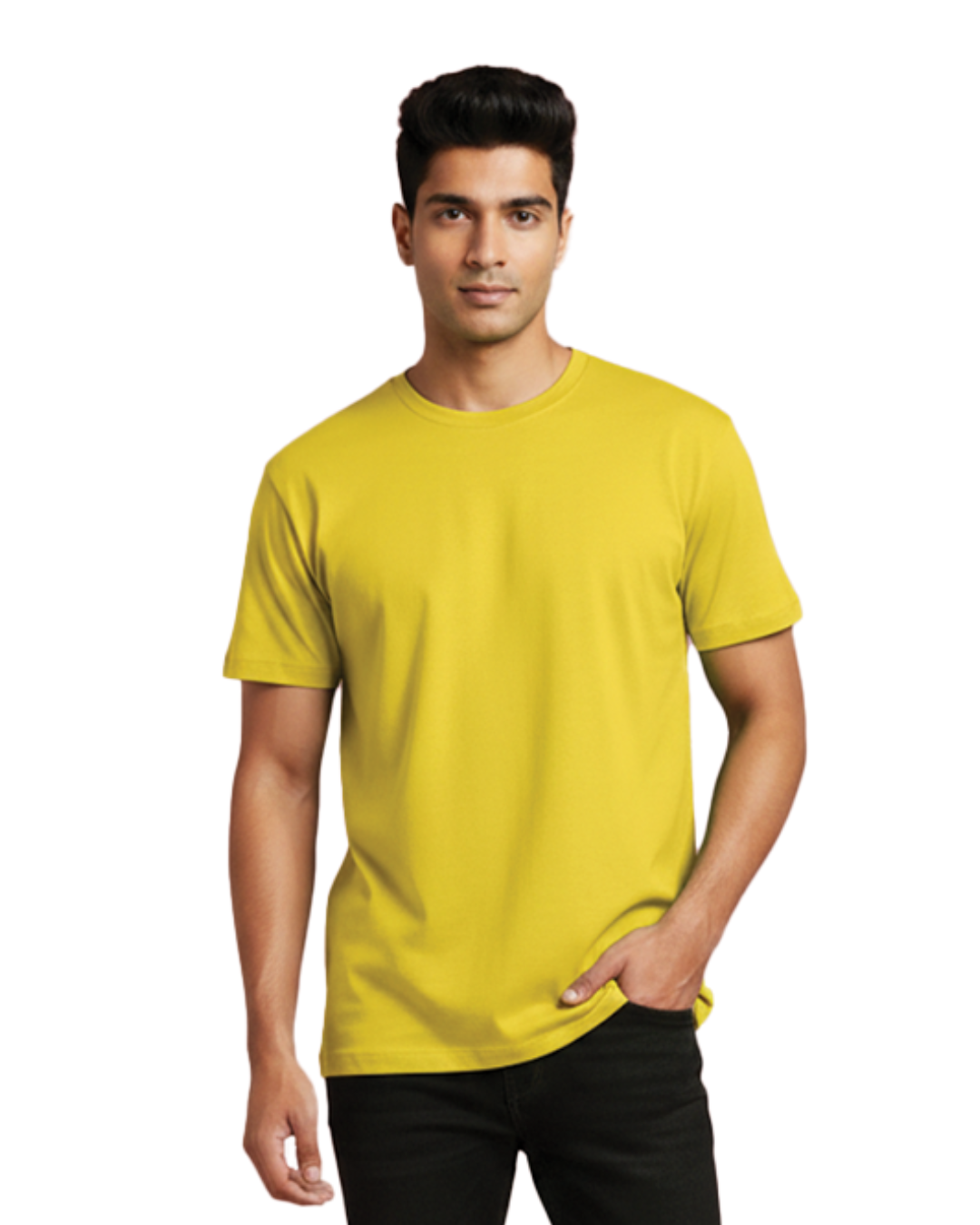 Unisex Male Classic Crew T-Shirt | UC21 | New Yellow | Plain