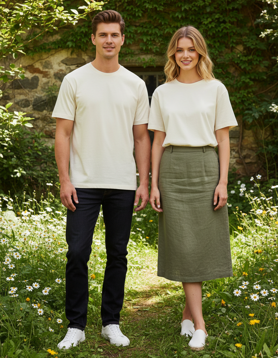 Unisex Male Classic Crew T-Shirt | UC21 | Off White | Plain