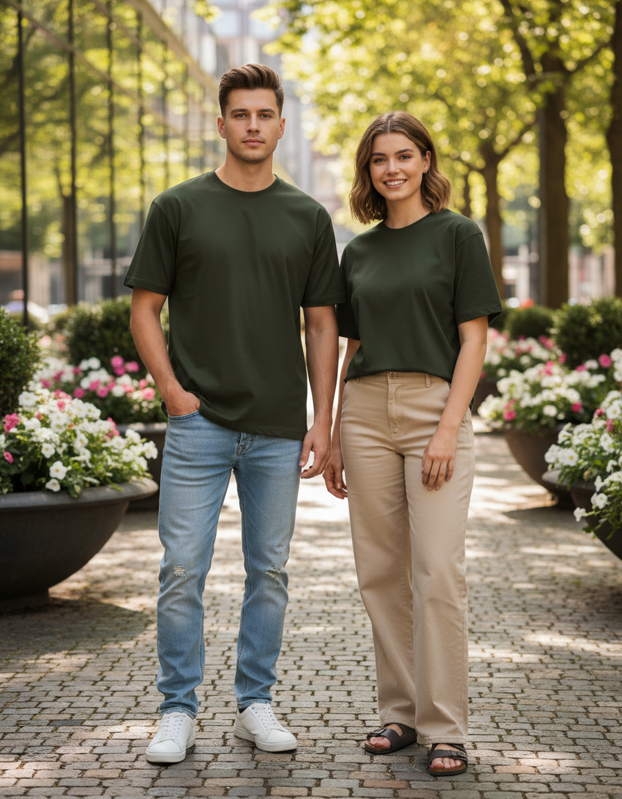 Unisex Male Classic Crew T-Shirt | UC21 | Olive Green | Plain