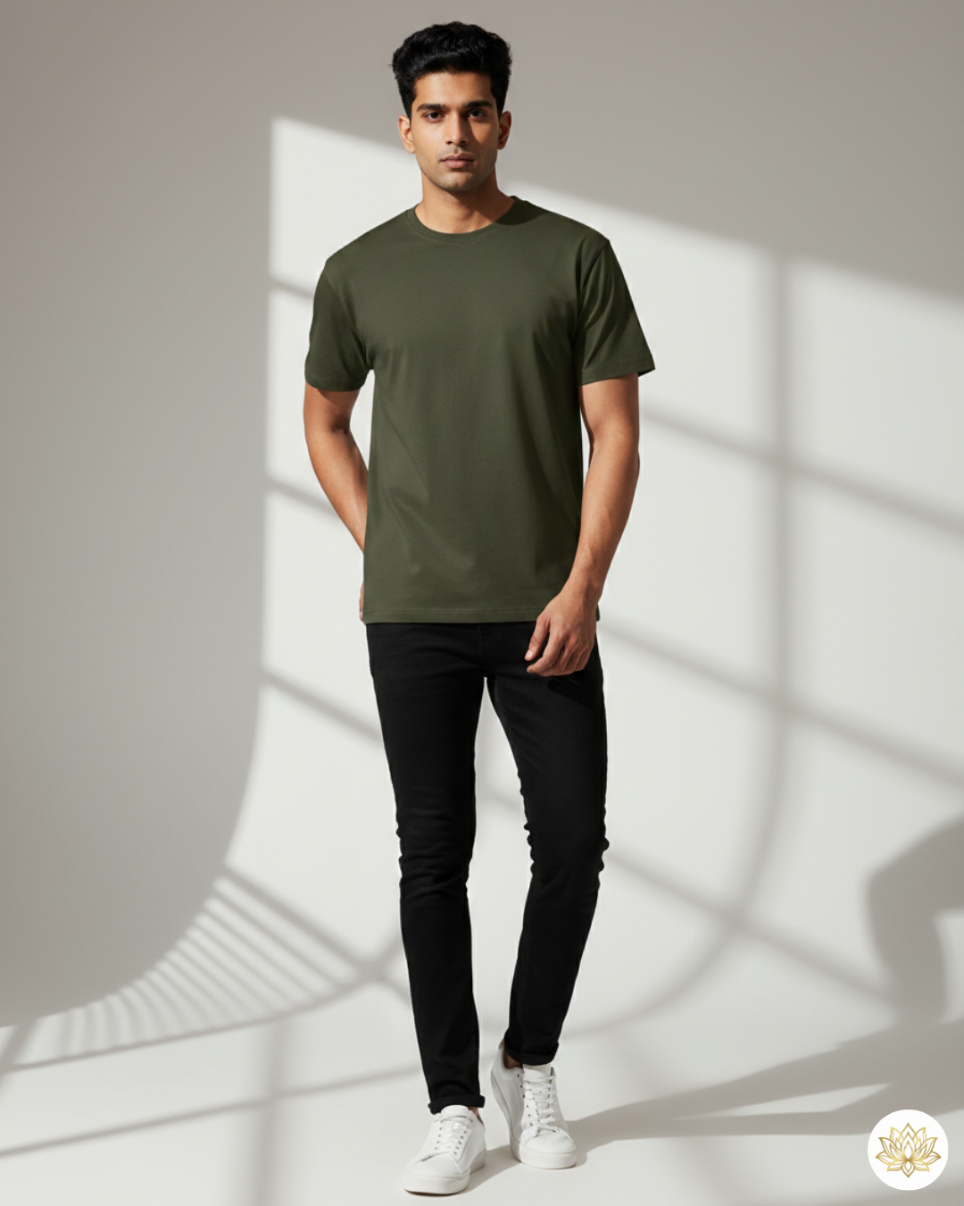 Unisex Male Classic Crew T-Shirt | UC21 | Olive Green | Plain