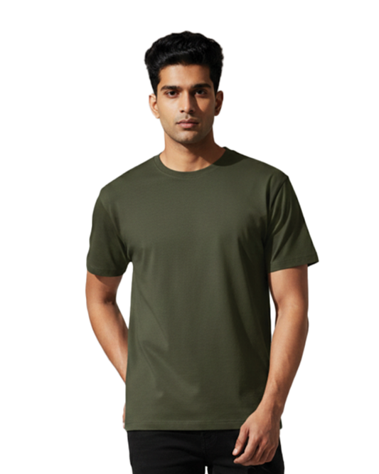Unisex Male Classic Crew T-Shirt | UC21 | Olive Green | Plain