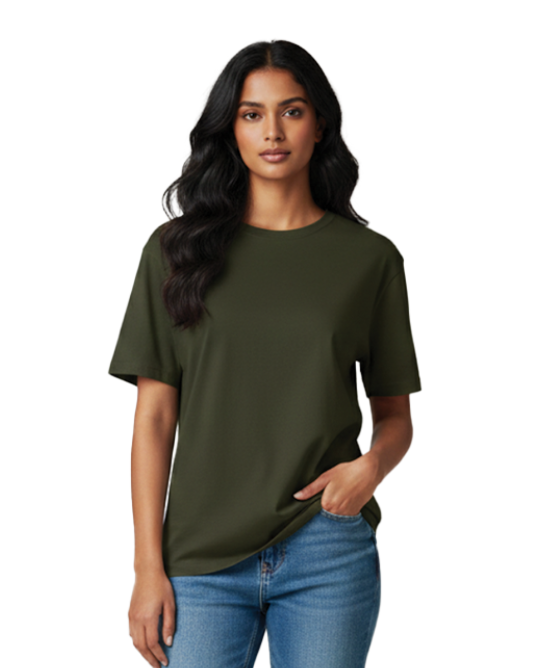 Unisex Male Classic Crew T-Shirt | UC21 | Olive Green | Plain