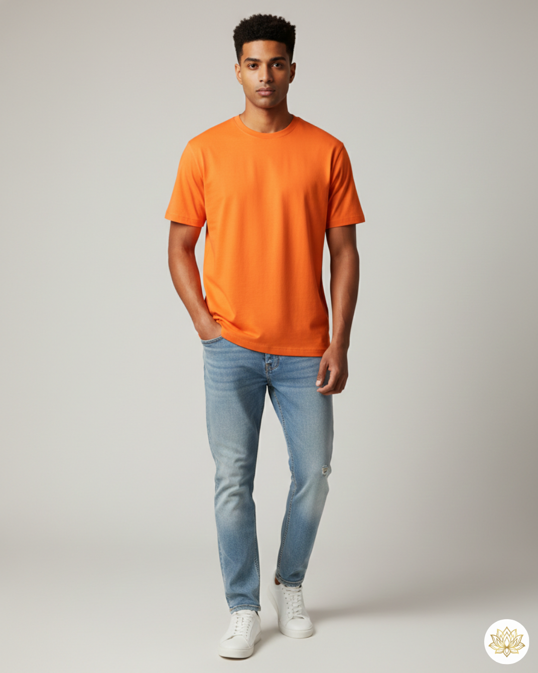Unisex Male Classic Crew T-Shirt | UC21 | Orange | Plain