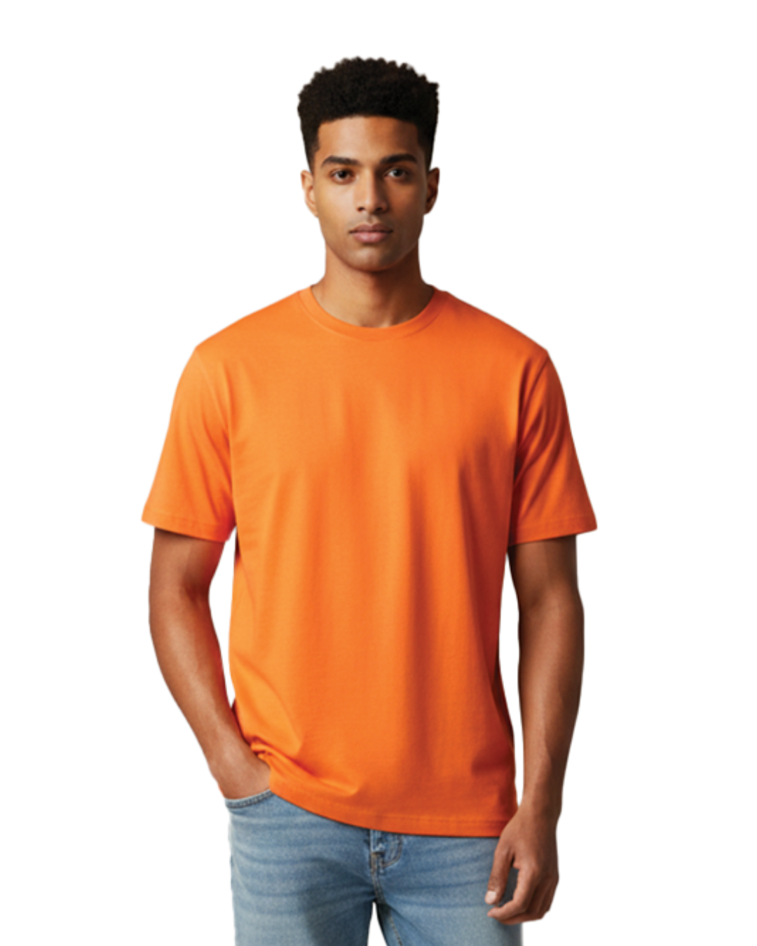 Unisex Male Classic Crew T-Shirt | UC21 | Orange | Plain