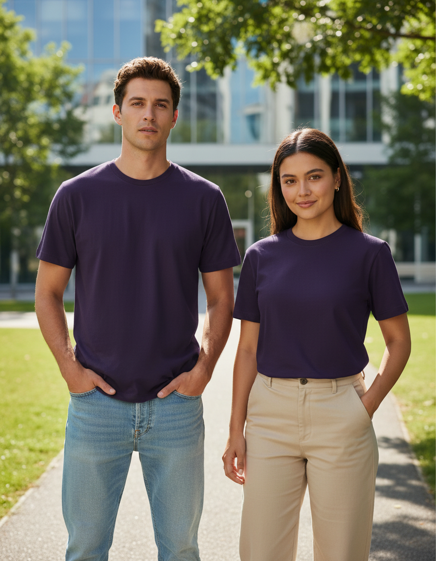 Unisex Male Classic Crew T-Shirt | UC21 | Purple | Plain