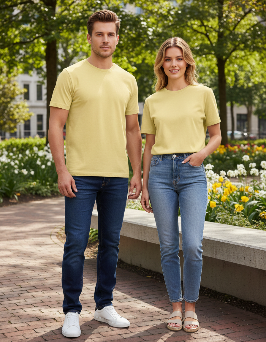 Unisex Male Classic Crew T-Shirt | UC21 | Yellow | Plain