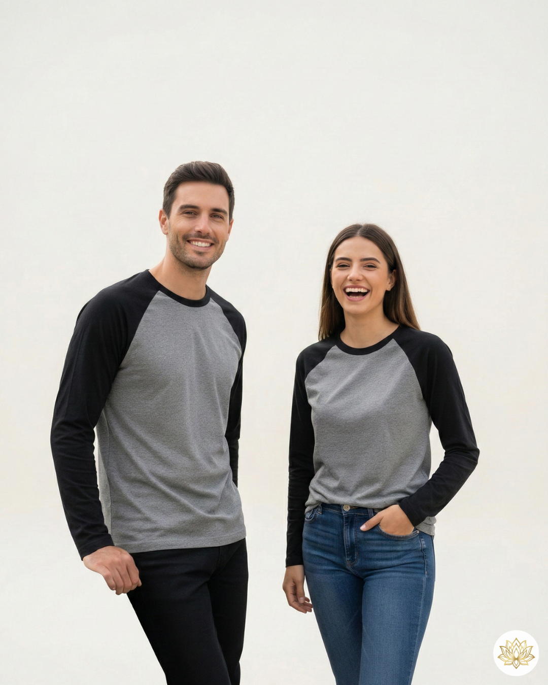 Unisex Male Raglan T-Shirt | UR37 | Black Charcoal Melange | Plain