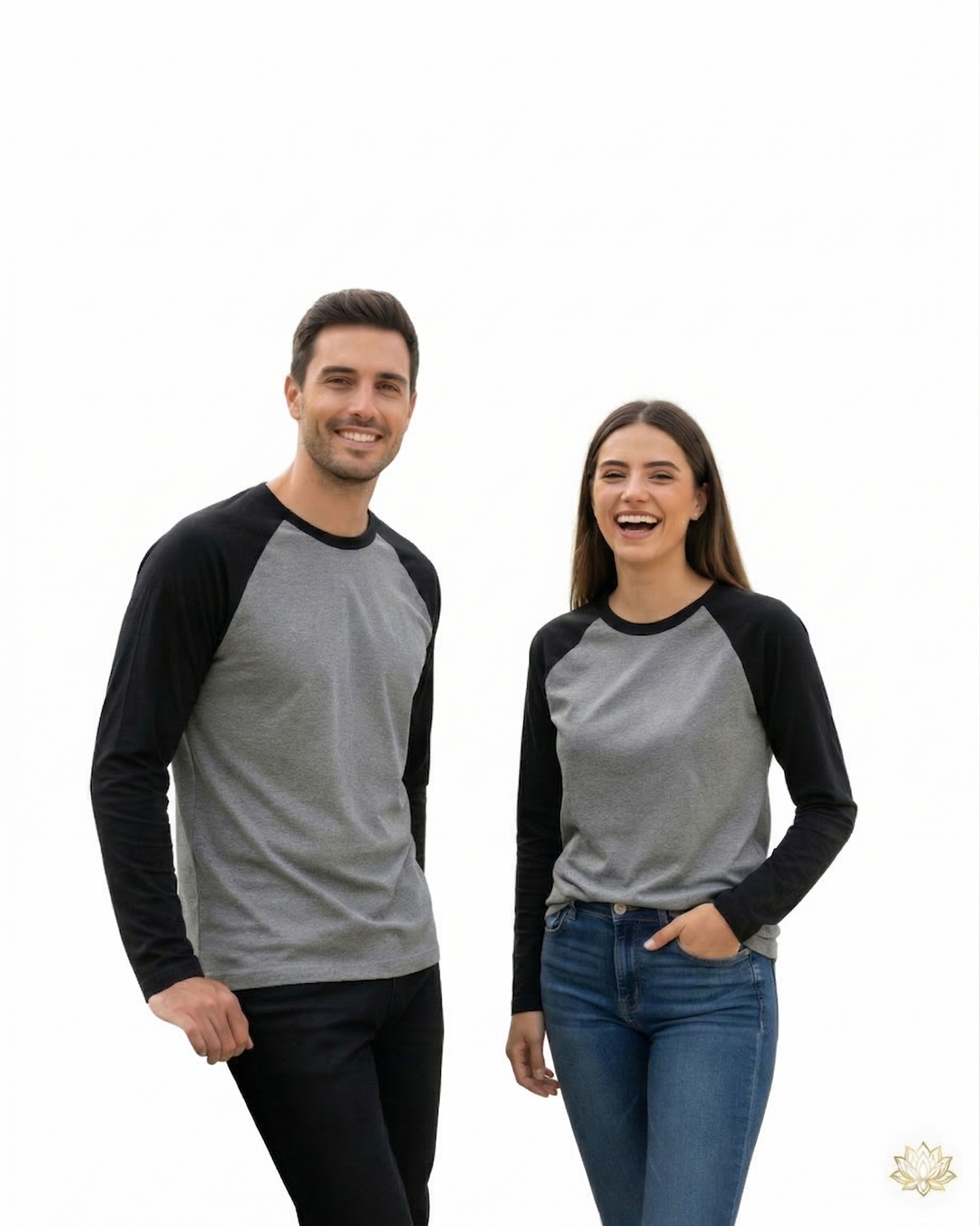 Unisex Male Raglan T-Shirt | UR37 | Black Charcoal Melange | Plain