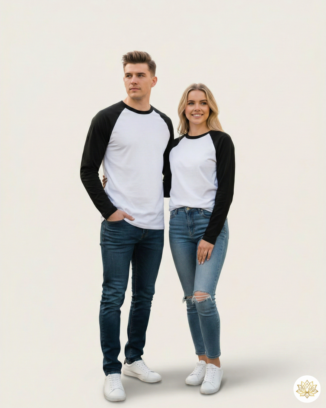 Unisex Male Raglan T-Shirt | UR37 | Black White | Plain