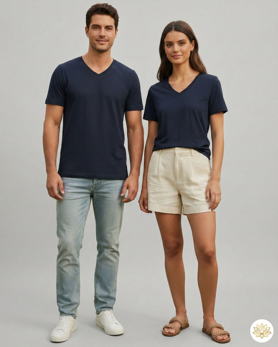 Unisex Men's V Neck T-Shirt | UV34 | Navy Blue | Plain