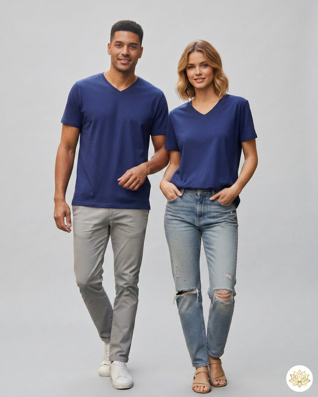 Unisex Men's V Neck T-Shirt | UV34 | Royal Blue | Plain