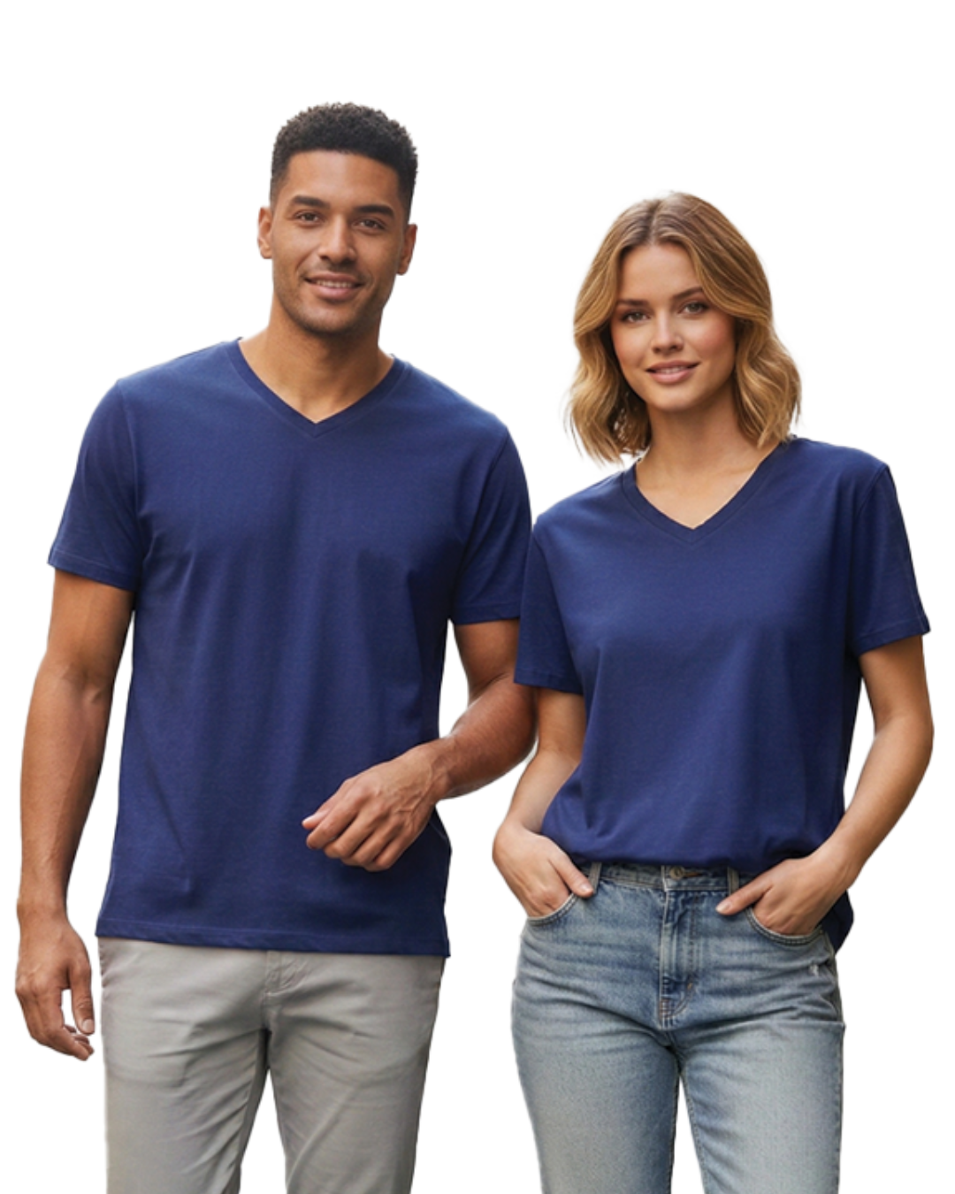Unisex Men's V Neck T-Shirt | UV34 | Royal Blue | Plain