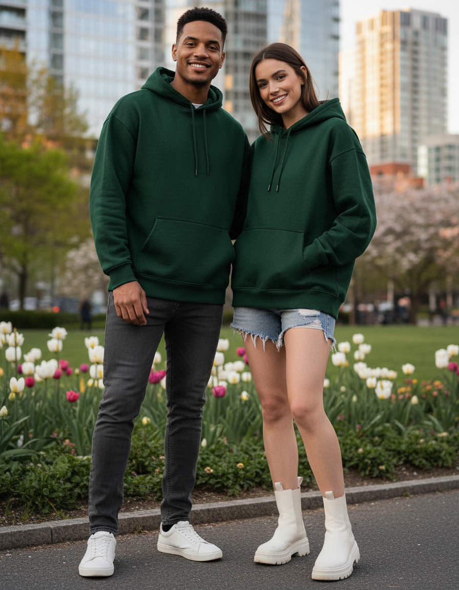Unisex Oversized Hoodie | UH32 | Bottle Green | Plain