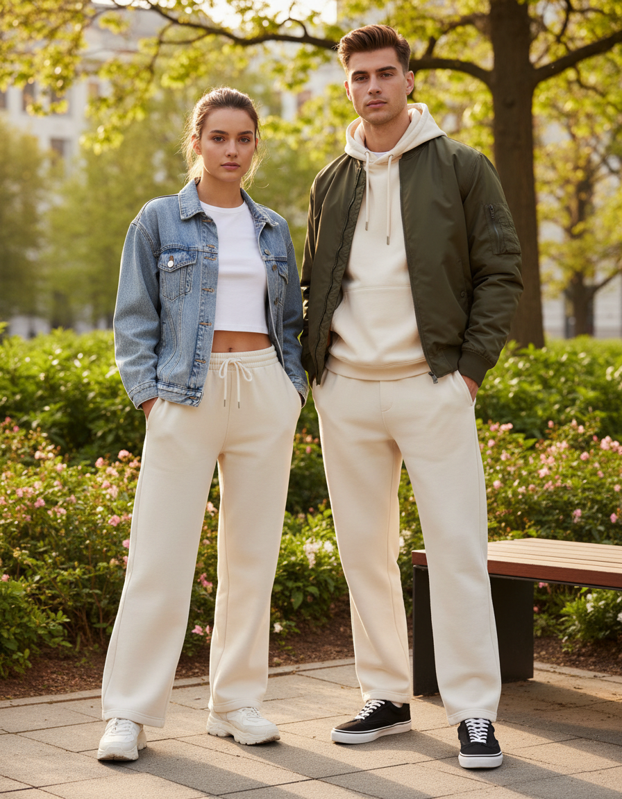 Unisex Sweatpants | US52 | Off White | Plain