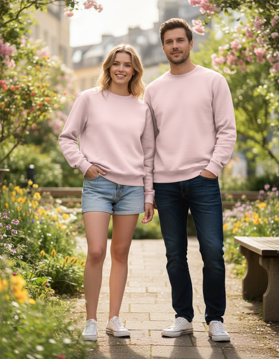 Unisex Sweatshirt | UH26 | Light Baby Pink | Plain