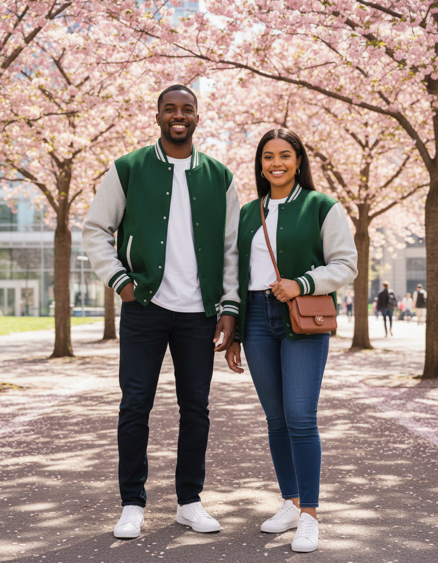 Unisex Varsity Jacket | UJ31 | Bottle Green | Plain