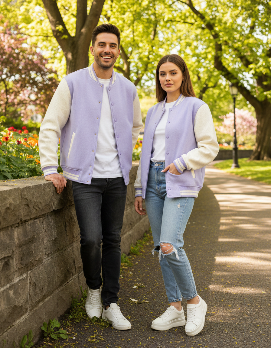 Unisex Varsity Jacket | UJ31 | Lavender | Plain