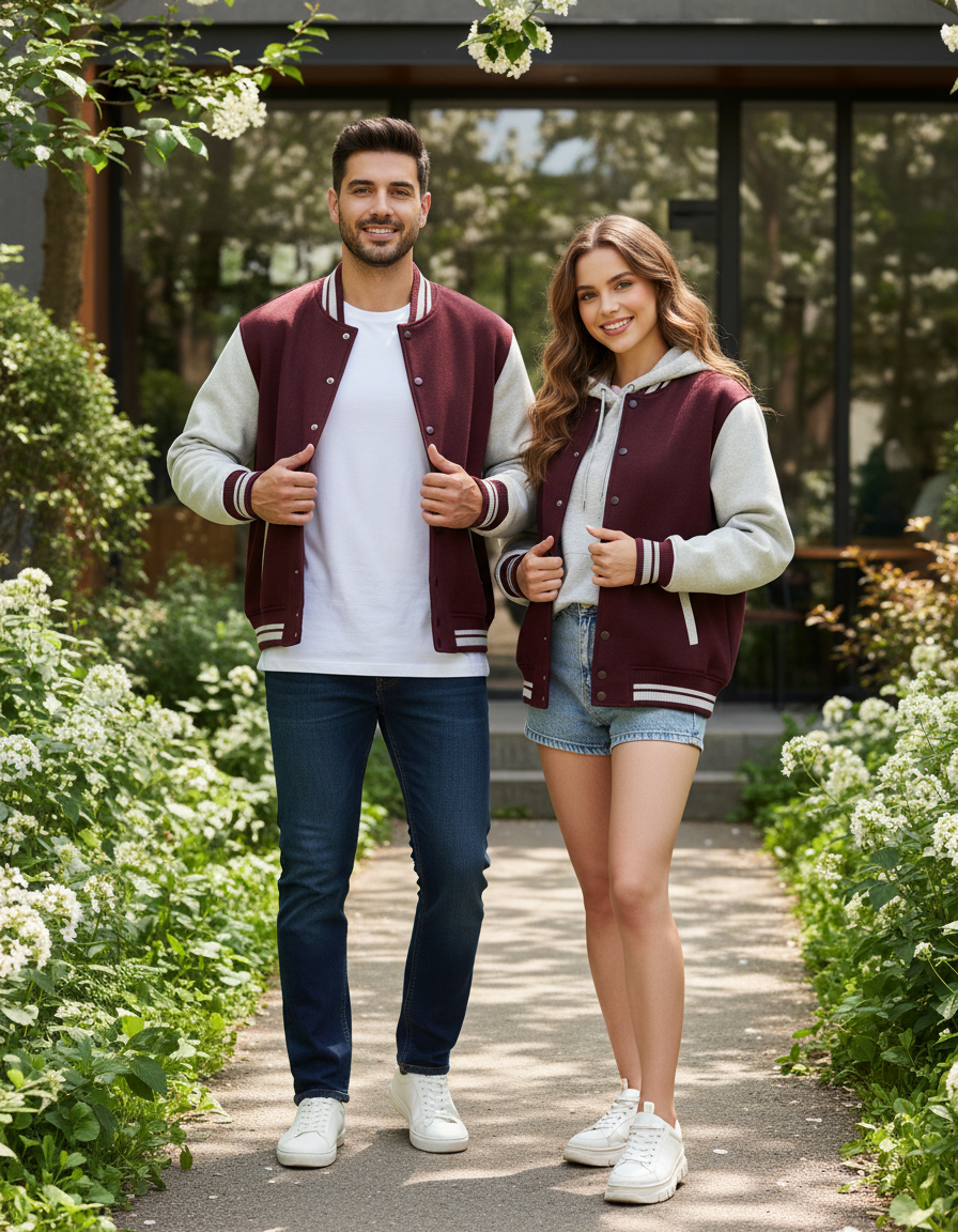 Unisex Varsity Jacket | UJ31 | Maroon | Plain