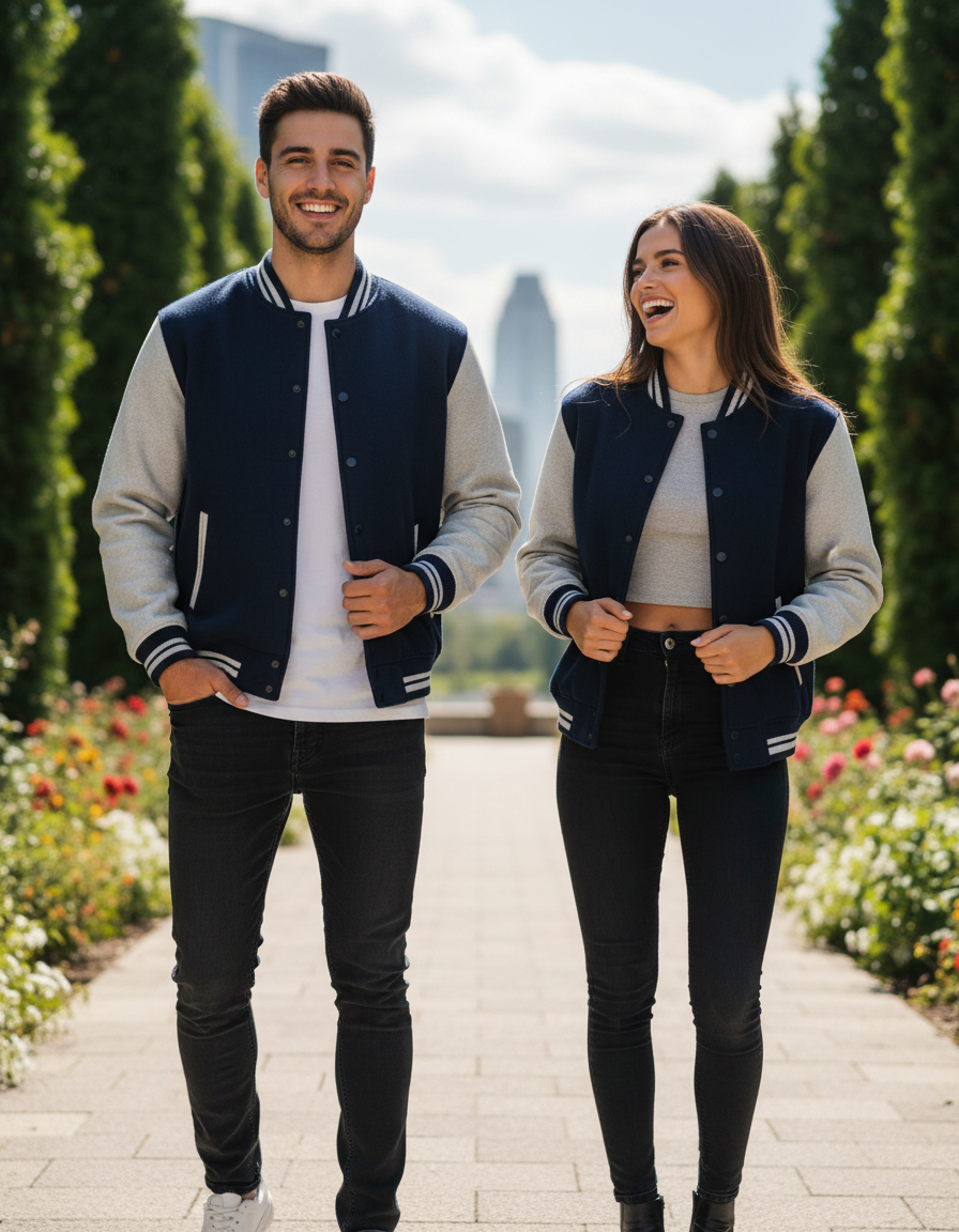 Unisex Varsity Jacket | UJ31 | Navy Blue | Plain