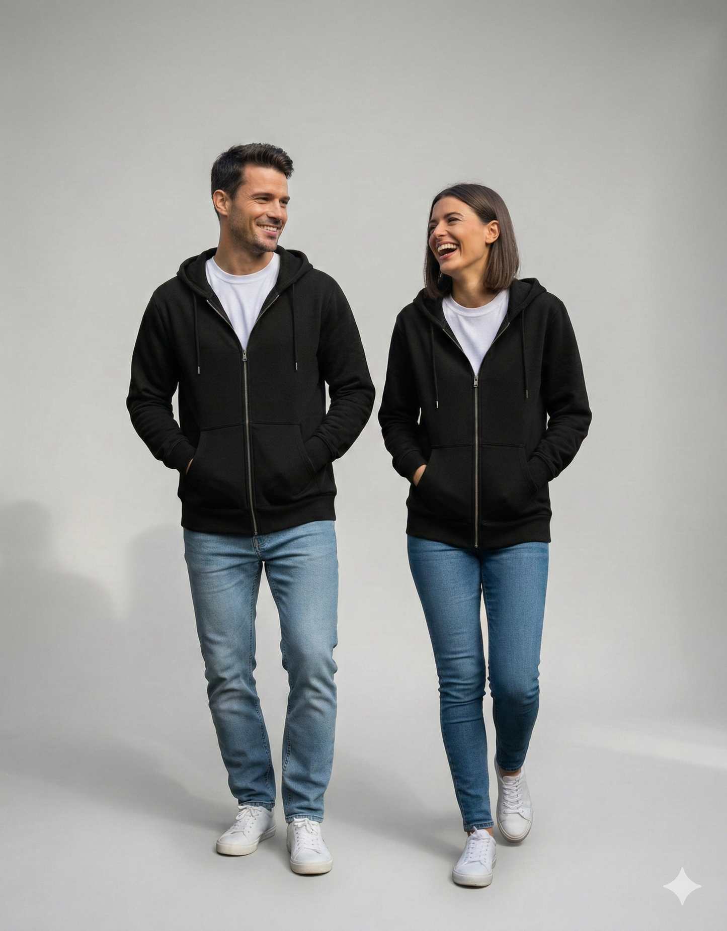 Unisex Zip Hoodie | UH38  | Black | Plain