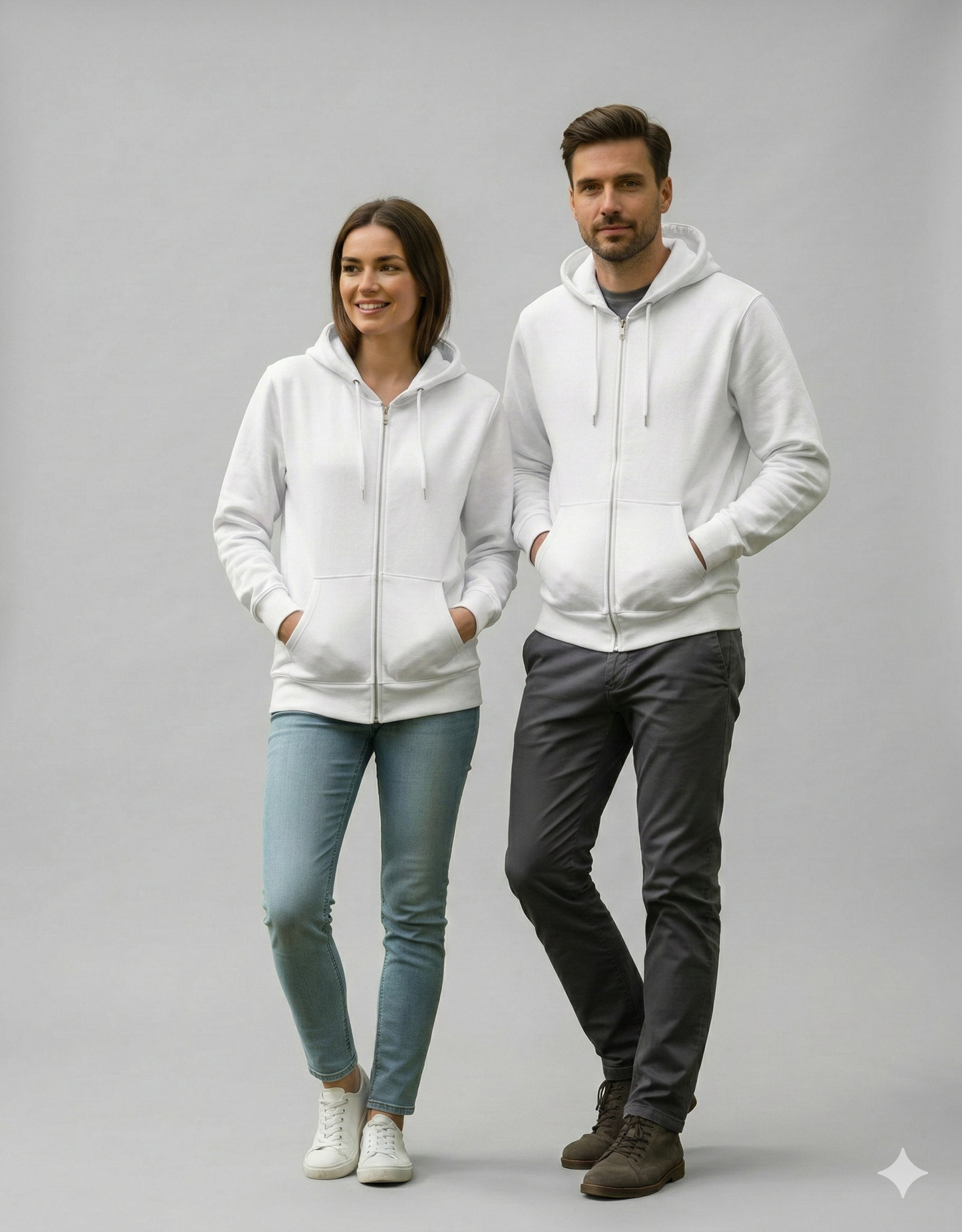 Unisex Zip Hoodie | UH38  | White | Plain